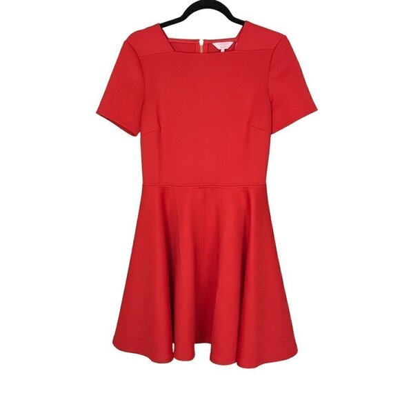 Ted Baker Meddie Red/Orange Fit & Flare Full Circle Skater Mini Dress Size 2 - Picture 3 of 9